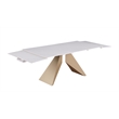 Milan Amaire Contemporary Dining Set w/ Matte White Ceramic Table & Beige Chairs