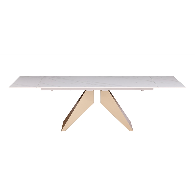 Milan Amaire Contemporary Dining Set w/ Matte White Ceramic Table & Beige Chairs
