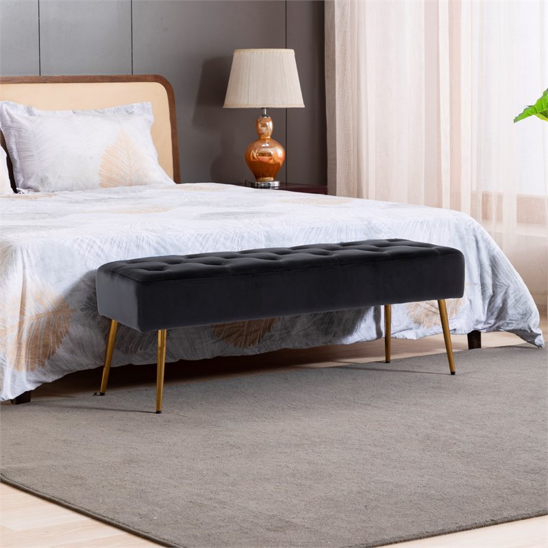 Duhome Elegant Lifestyle 17h Velvet Upholstery Bedroom Bench In Black