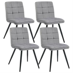 duhome tufted velvet upholstered side chair gray (set of 4)