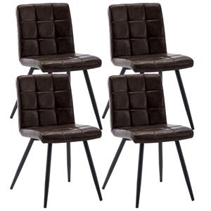 duhome tufted faux leather upholstered side chair chocolate (set of 4)