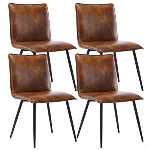 duhome faux leather upholstered side chair caramel (set of 4)