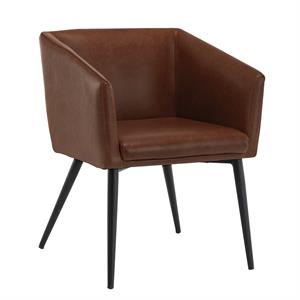 duhome faux leather upholstered arm chair caramel