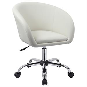 duhome faux leather swivel height adjustable task chair with wheels white