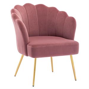duhome 26.75 inch wide velvet barrel chair pink