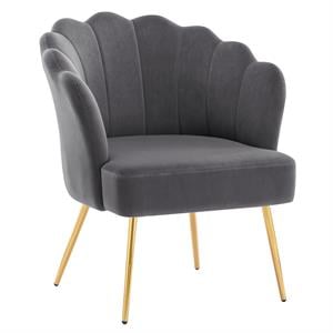 duhome 26.75 inch wide velvet barrel chair gray