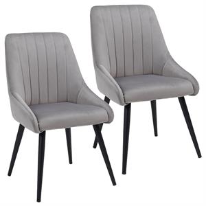 duhome tufted velvet upholstered side chair gray (set of 2)