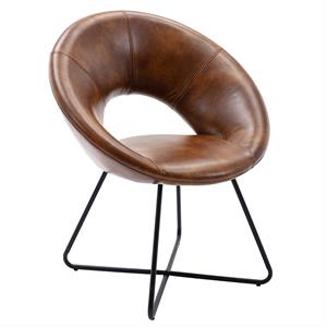 duhome faux leather 26.8 inch wide barrel chair caramel