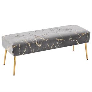 duhome 44.5 inch wide velvet upholstered bench gray