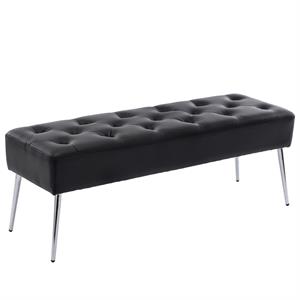 duhome 44.5 inch wide faux leather upholstered bench black