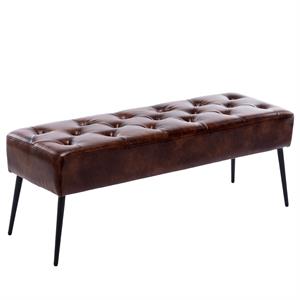 duhome 44.5 inch wide faux leather upholstered bench chocolate