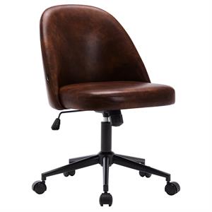 duhome adjustable swivel pu leather home office desk chair chocolate
