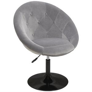duhome 26.7 inch wide tufted velvet swivel barrel chair gray