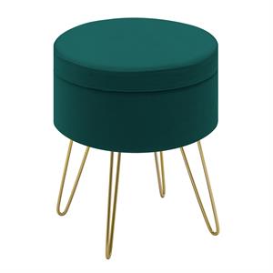 duhome velvet round iron accent stool green