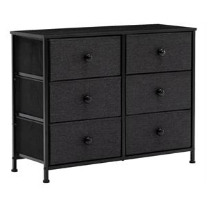 duhome fabric 6 drawer storage chest black