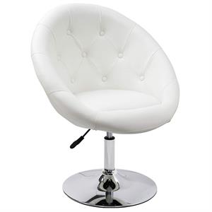 duhome faux leather 27.2 inch wide tufted swivel barrel chair white