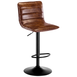 duhome faux leather swivel adjustable bar stools caramel