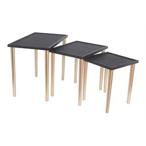 privilege contemporary wood accent tables in black (set of 3)