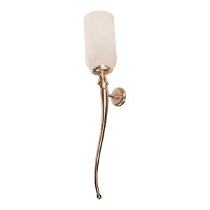 privilege large aluminum wall sconce with glass candle ecasing in raw nickel