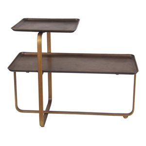 privilege double-tiered contemporary metal accent table in gold