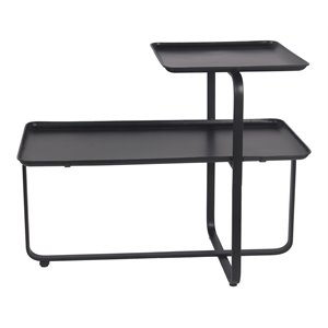 privilege double-tiered contemporary metal accent table in black