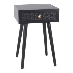 privilege 1 door transitional wood accent side table in midnight black