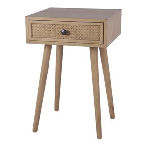 privilege 1 door transitional wood accent side table in camel tan
