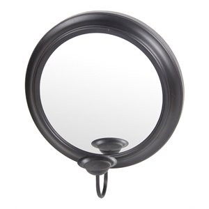 privilege round contemporary metal mirrored wall sconce in black