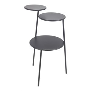 privilege 3-tier round top modern metal accent table with 3 legs in black