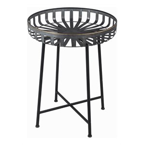 privilege round wire contemporary metal accent table with 4 legs in silver
