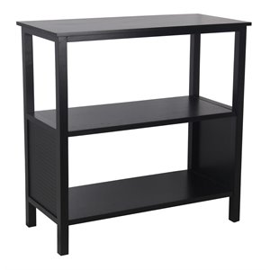 privilege 3-tier contemporary wood accent table with solid lower sides in black