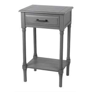 privilege 1 drawer transitional wood accent end table in vendee gray
