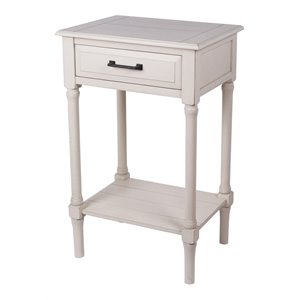 privilege 1 drawer transitional wood accent end table in antique pearl white