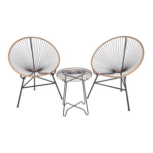 privilege metal outdoor furniture set with 2 chairs and table in brown