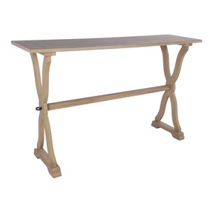 privilege transitional wooden accent console table in camel tan