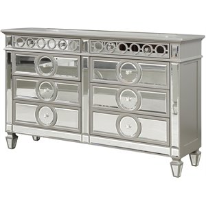 titanic furniture starlite 8-drawer wood dresser with mirror trim in silver