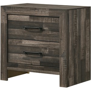 titanic furniture johnny brown wood trim 2-drawer nightstand with black handles