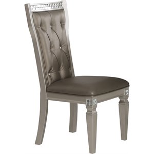 titanic furniture nero dining chair w/ faux diamonds in gray/silver (set of 2)