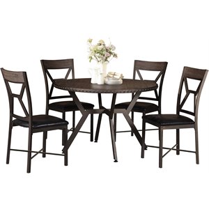 titanic furniture hex metal and brown faux leather seat dining chair (set of 4)