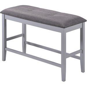 titanic furniture adan matte finish gray wood bench with dark gray fabric seat