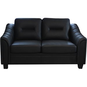 titanic furniture sentinel faux leather loveseat w/ removable pillows in black