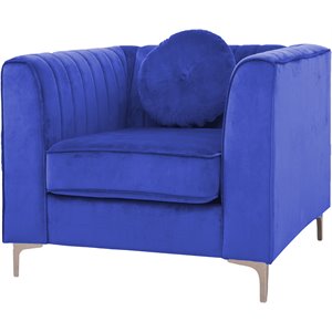 titanic furniture anthonuette velvet chair with round accent pillows blue