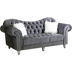 mariann button-tufted velvet upholstered sofa with nailheads