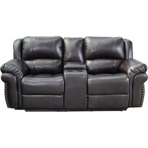 titanic furniture nestor bonded leather recliner loveseat with usb port in brown