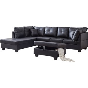 canton 2-piece faux leather sectional with removable back cushion