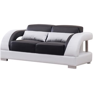 titanic furniture daliah faux leather loveseat with lift headrest in black/white