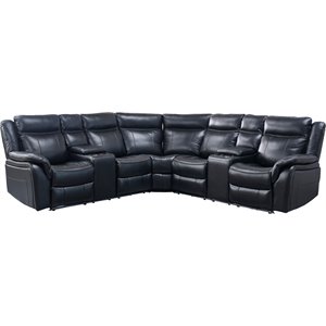 titanic furniture falcon black bonded leather sectional with led lights