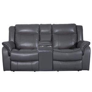 titanic furniture olaf manual reclining bonded leather loveseat in gray