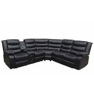 titanic furniture venus reclining black faux leather sectional with bluetooth