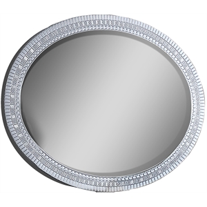 titanic furniture nova round gray high polished mirror with carved designs
